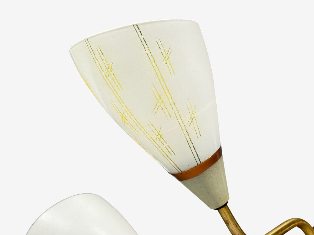 Swedish Modern, Pendant Light, Opaline Glass, Brass, Sweden, 1940s