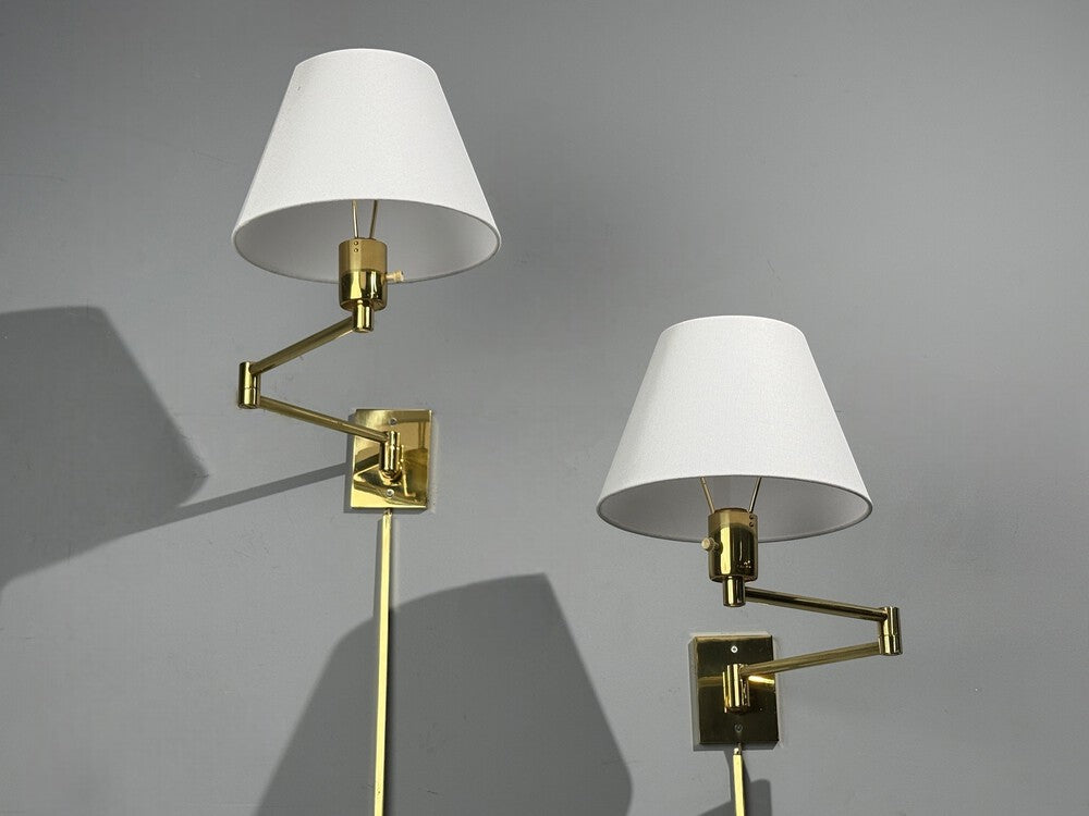 George Hansen, Articulating Wall Lights, Polished Brass, Spain, 1970s