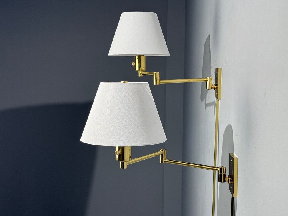 George Hansen, Articulating Wall Lights, Polished Brass, Spain, 1970s