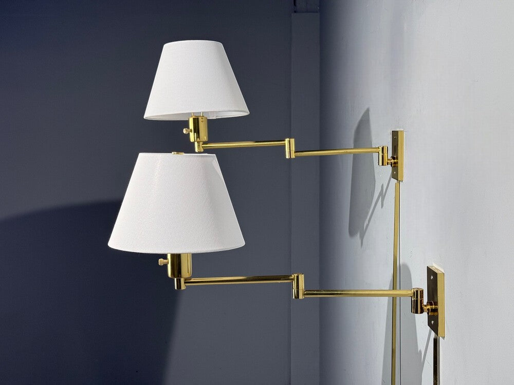 George Hansen, Articulating Wall Lights, Polished Brass, Spain, 1970s