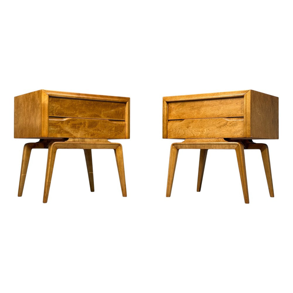 Edmond J Spence, Nightstands, Burled Maple, Bentwood, Sweden, 1960s