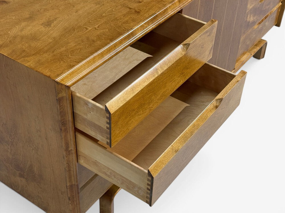 Edmond J Spence, Dresser, Burled Maple, Bentwood, Sweden, 1960s