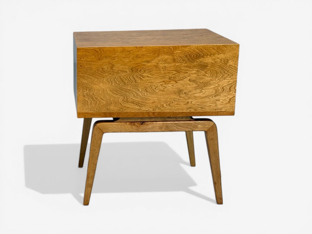 Edmond J Spence, Dresser and Nightstands, Burled Maple, Bentwood, Sweden, 1960s