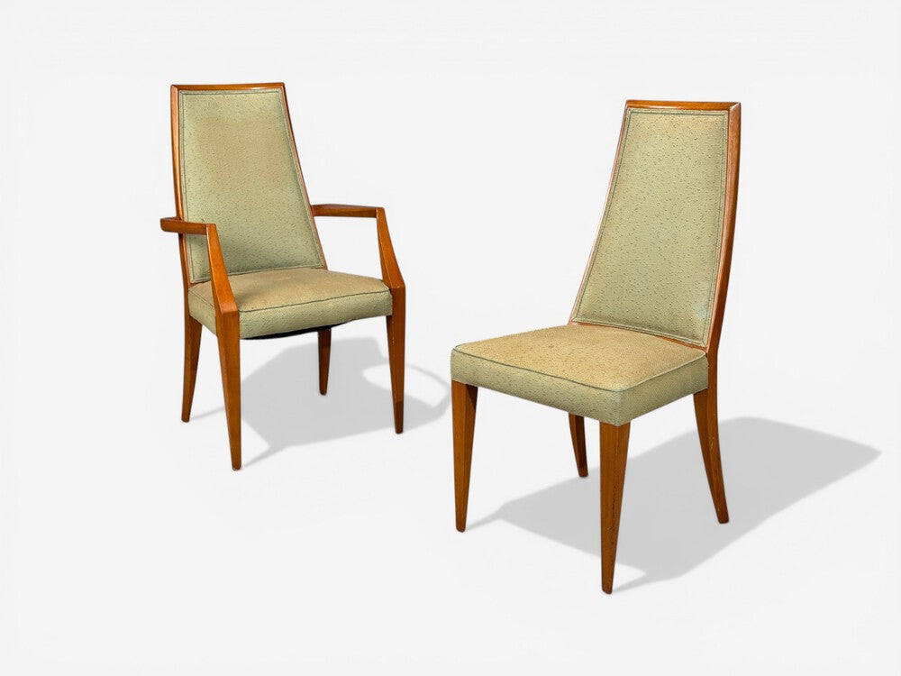 Grosfeld House, Six Dining Chairs, Walnut, Fabric, USA, 1970s