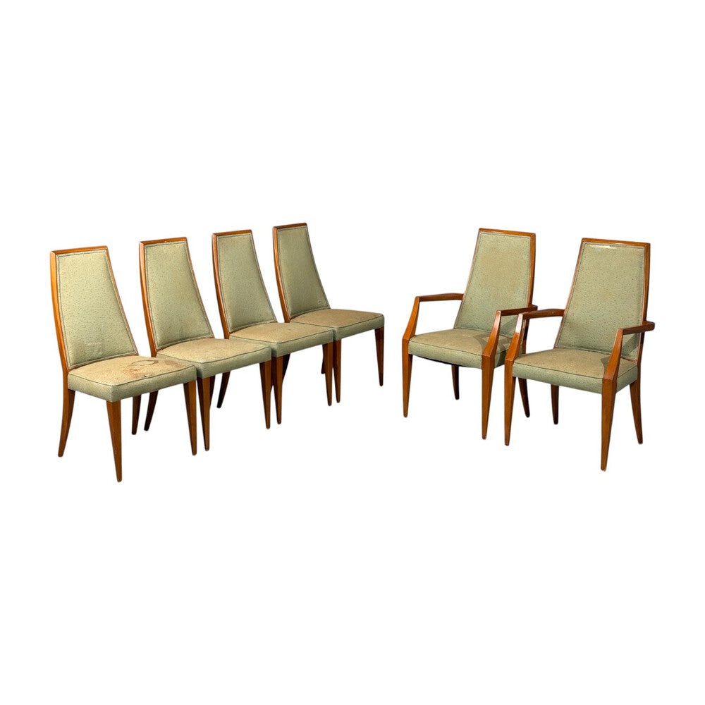 Grosfeld House, Six Dining Chairs, Walnut, Fabric, USA, 1970s