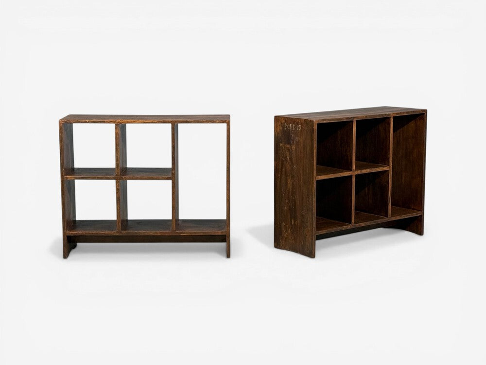 Pierre Jeanneret, 5-Hole File Racks or Bookcases, Teak, Chandigarh, 1960s
