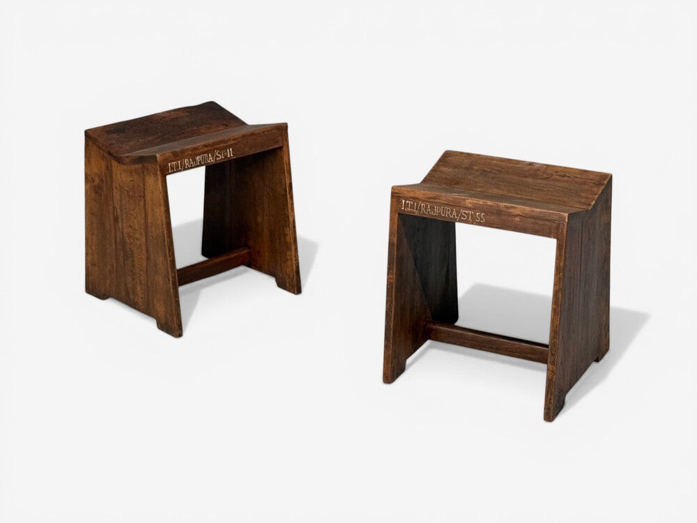 Pierre Jeanneret, Sewing Stools, Teak, Chandigarh, India, 1960s