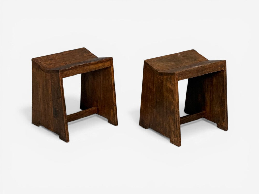 Pierre Jeanneret, Sewing Stools, Teak, Chandigarh, India, 1960s