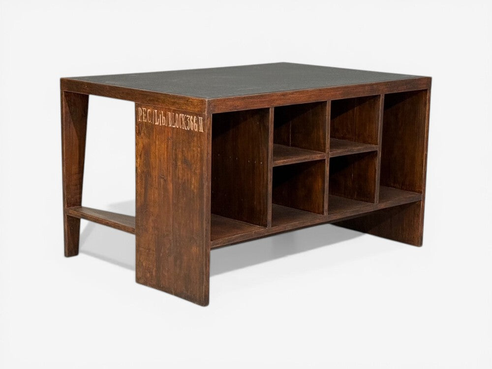 Pierre Jeanneret, Pigeonhole Desk, Teak, Leatherette, Chandigarh, India, 1960s