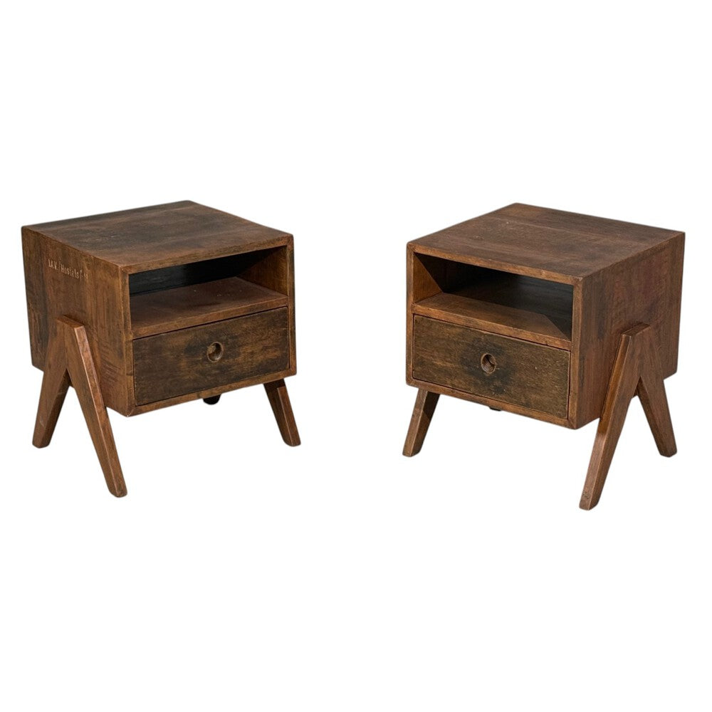 Pierre Jeanneret, Nightstands, Teak, Chandigarh, India, 1960s