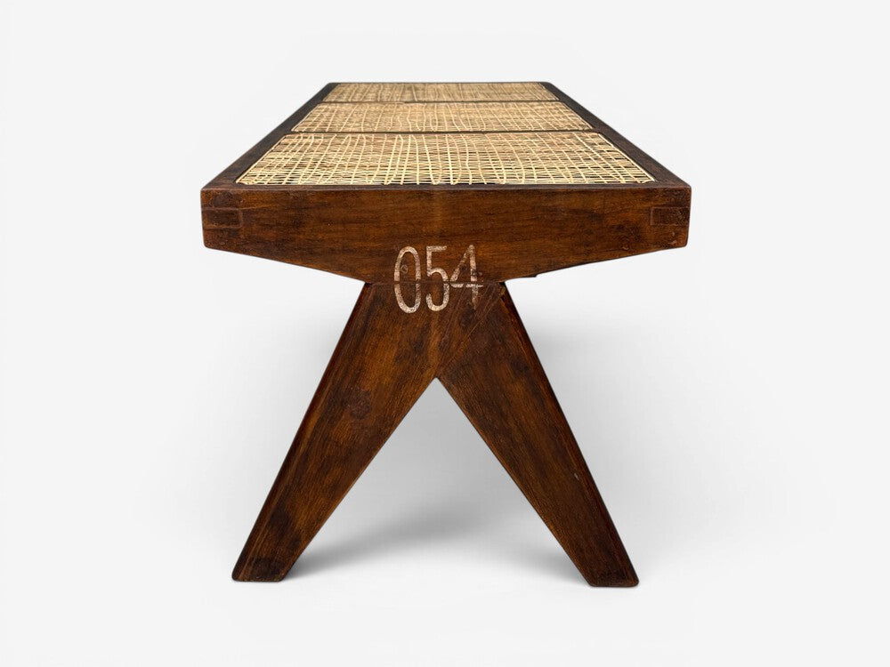 Pierre Jeanneret, Three Seat Benches, Teak, Cane, Chandigarh, India, 1960s