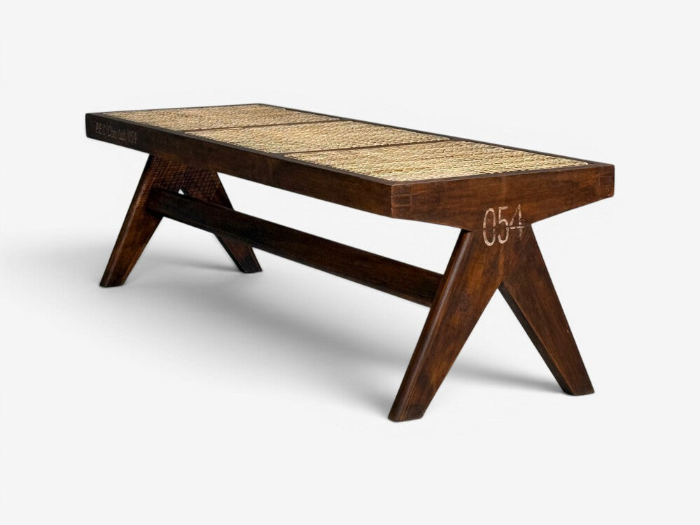 Pierre Jeanneret, Three Seat Benches, Teak, Cane, Chandigarh, India, 1960s