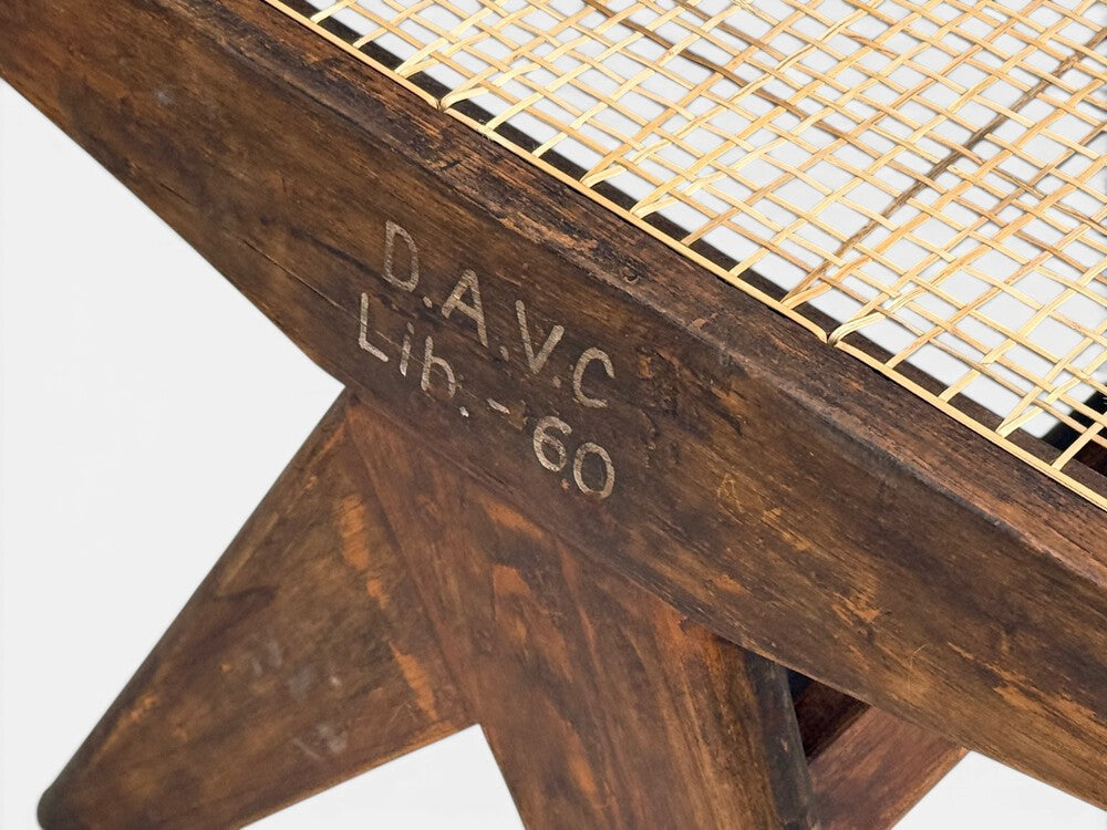 Pierre Jeanneret, Three Seat Benches, Teak, Cane, Chandigarh, India, 1960s