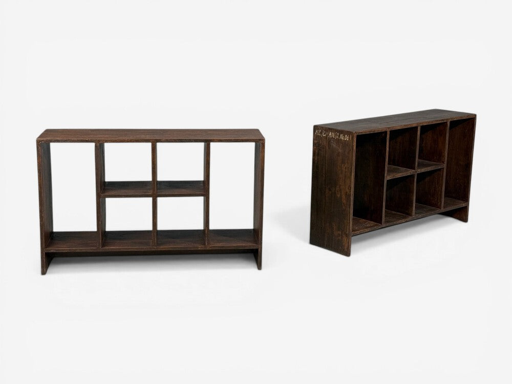 Pierre Jeanneret, 6-Hole File Racks or Bookcases, Teak, Chandigarh, 1960s