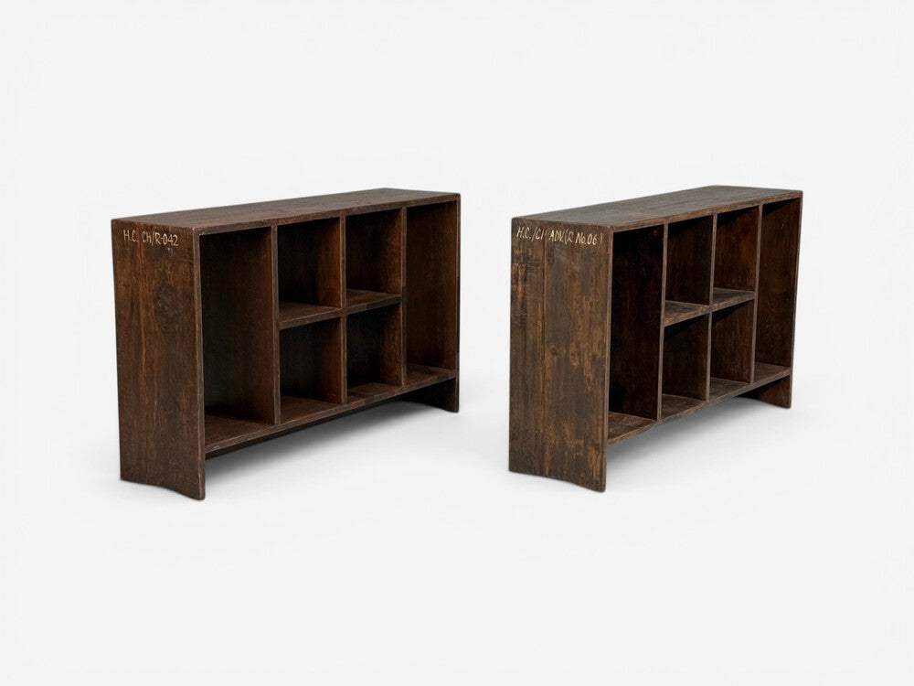 Pierre Jeanneret, 6-Hole File Racks or Bookcases, Teak, Chandigarh, 1960s