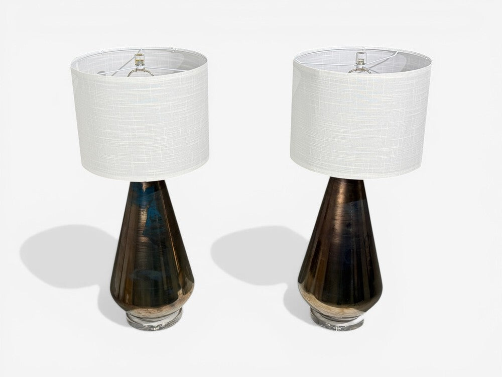 Modern Table Lamps, Distressed Bronze Glass Finish, Lucite, USA, 21st c.