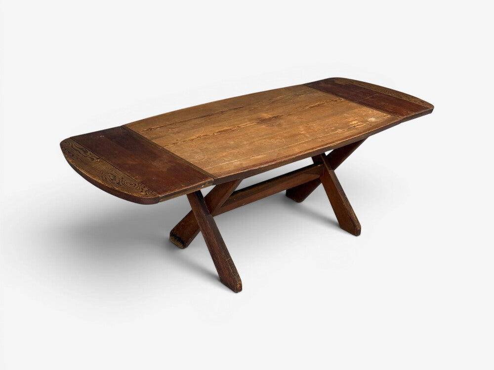 Danish Modern, Brutalist Dining Room Set, Pine, Shearling, Denmark, 1960s