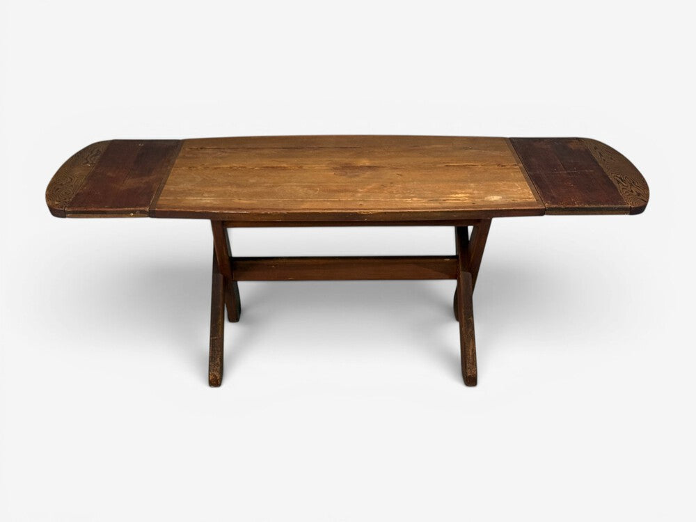 Danish Modern, Brutalist Dining Room Set, Pine, Shearling, Denmark, 1960s