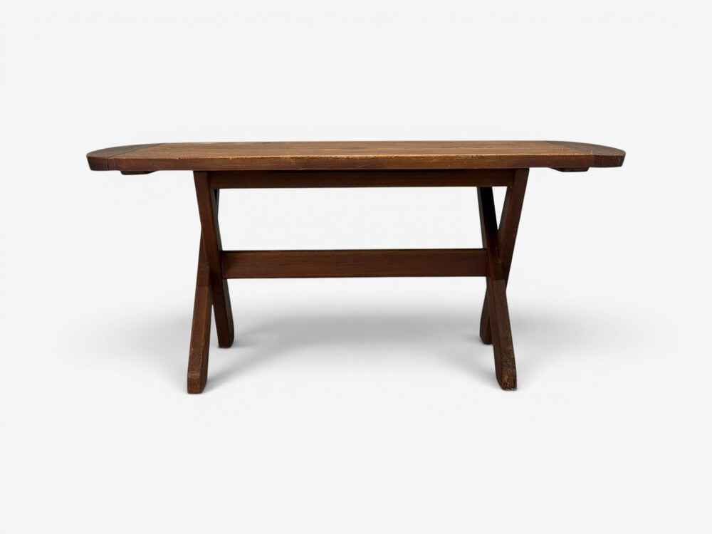 Danish Modern, Brutalist Dining Table, Stained Pine, Denmark, 1960s
