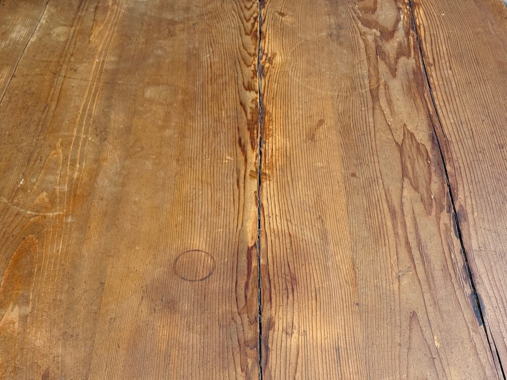 Danish Modern, Brutalist Dining Table, Stained Pine, Denmark, 1960s
