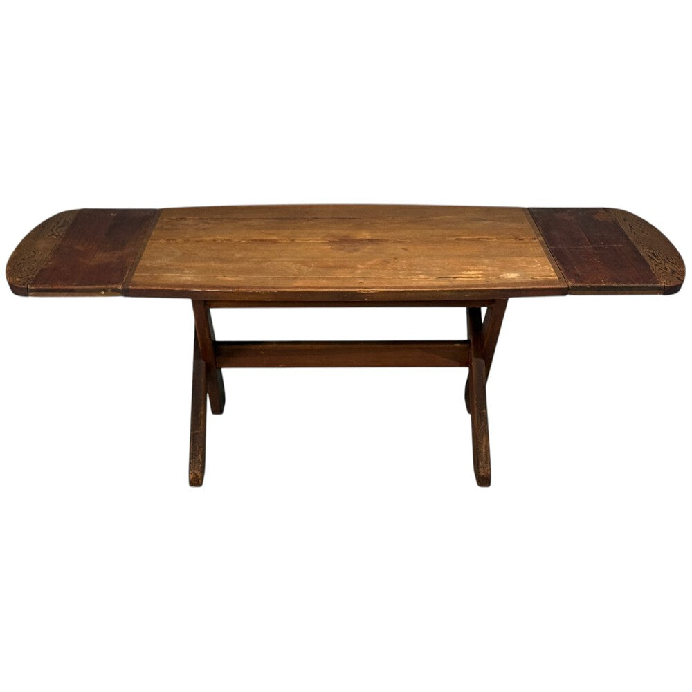 Danish Modern, Brutalist Dining Table, Stained Pine, Denmark, 1960s