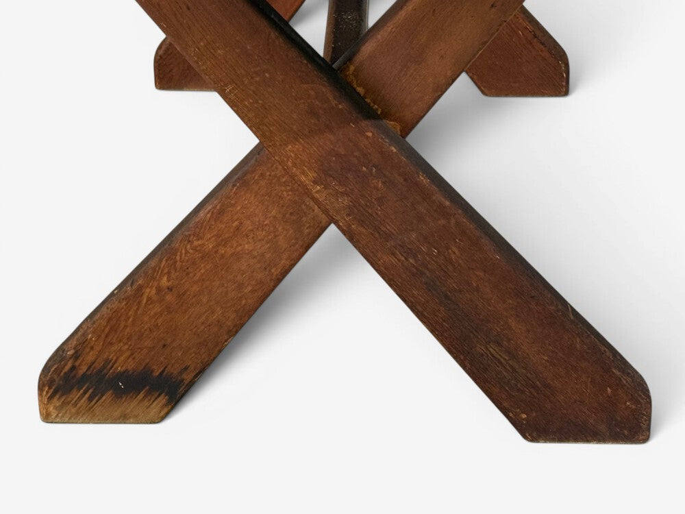 Danish Modern, Brutalist Dining Table, Stained Pine, Denmark, 1960s