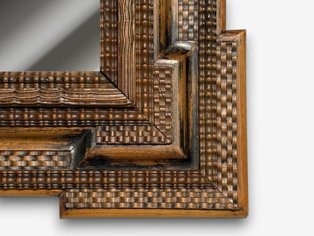 Baroque, Flemish Ripple Mirror, Carved Walnut, Mirror, Belgium, 18th c.
