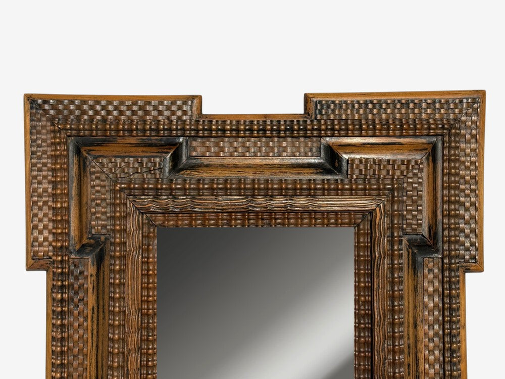 Baroque, Flemish Ripple Mirror, Carved Walnut, Mirror, Belgium, 18th c.