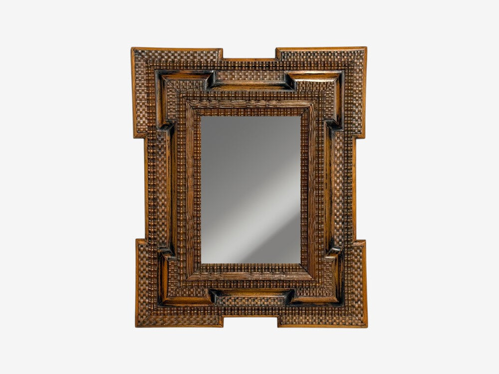 Baroque, Flemish Ripple Mirror, Carved Walnut, Mirror, Belgium, 18th c.