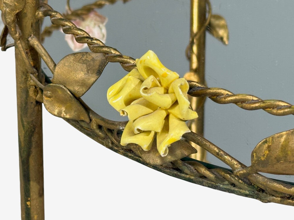 Hollywood Regency, Bar Car, Gilt Metal, Porcelain, USA, 20th c.