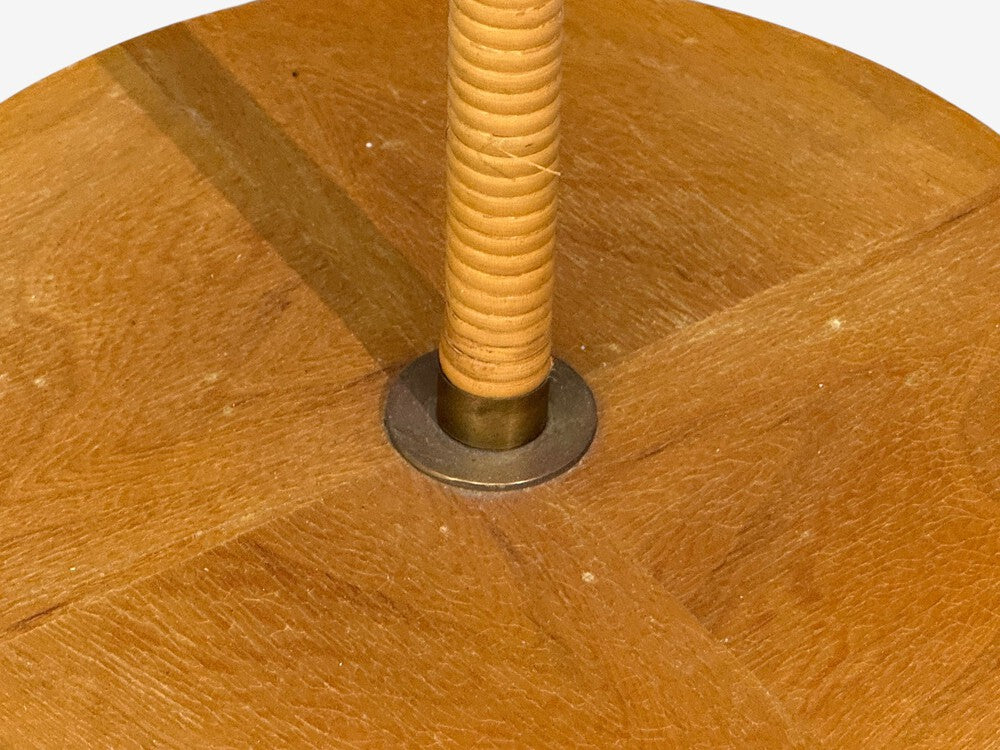 Swedish Modern, Floor Lamp, Rattan, Elm, Fabric, Sweden, 1940s