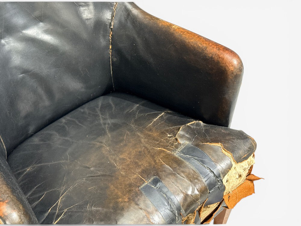 Svend Åge Madsen, Highback Chair, Leather, Nut Wood, Denmark, 1947
