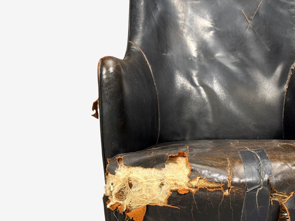 Svend Åge Madsen, Highback Chair, Leather, Nut Wood, Denmark, 1947
