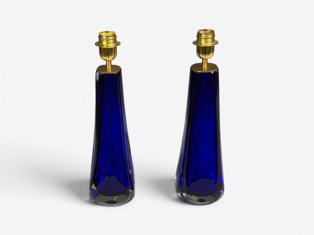 Alberto Donà, Table Lamps, Blue Murano Glass, Italy, 1995