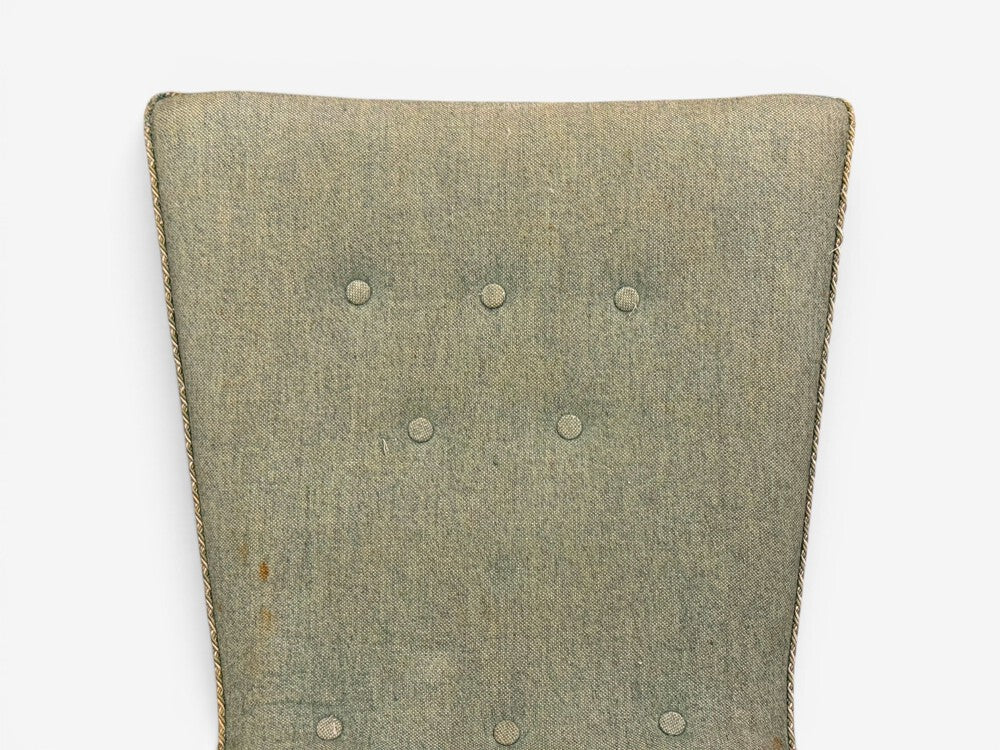 Swedish Modern, Slipper Chair, Green Fabric, Beech, Sweden, 1940s
