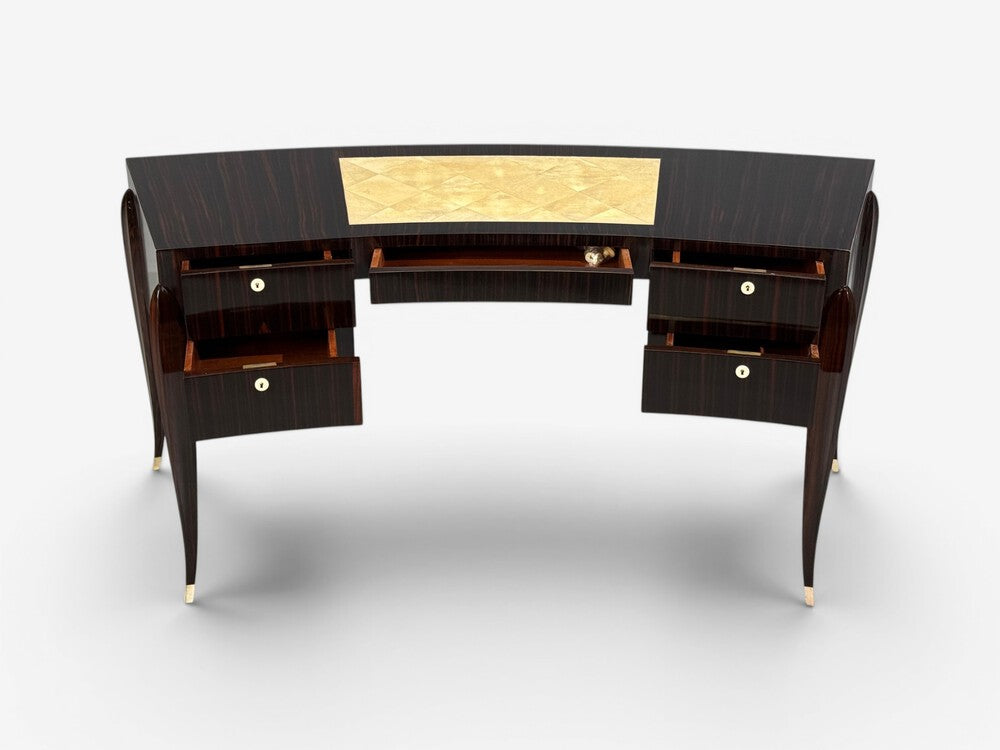 Émile-Jacques Ruhlmann Attr., Macassar Mahogany, Shagreen, France, 1900s
