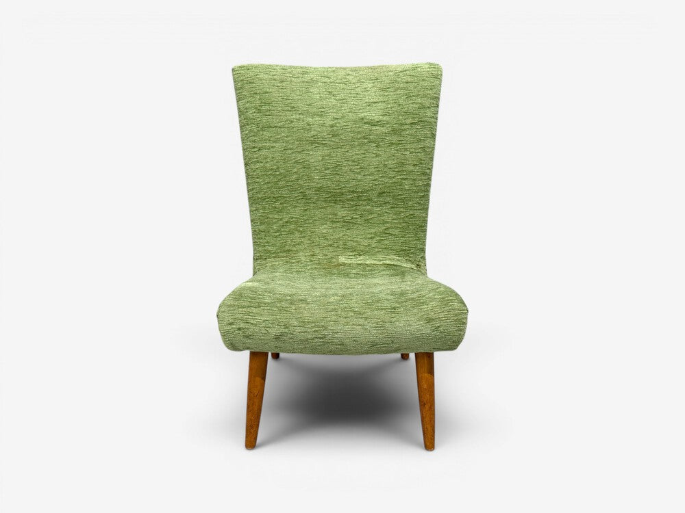 Swedish Modern, Scoop Lounge Chair, Green Fabric, Beech, Sweden, 1940s