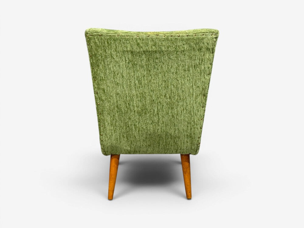 Swedish Modern, Scoop Lounge Chair, Green Fabric, Beech, Sweden, 1940s