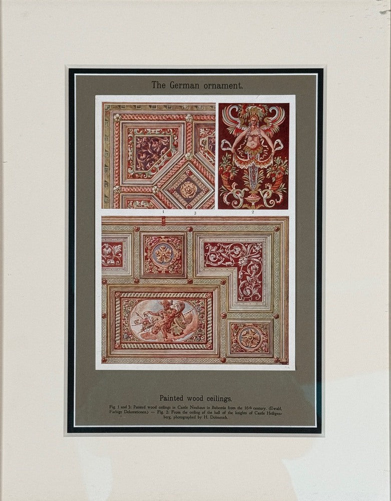 Antique Renaissance, Six Framed Antique Ornament Prints, 20th C.