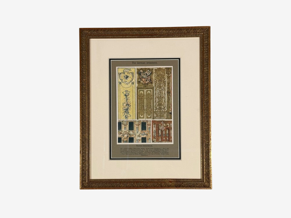 Antique Renaissance, Six Framed Antique Ornament Prints, 20th C.
