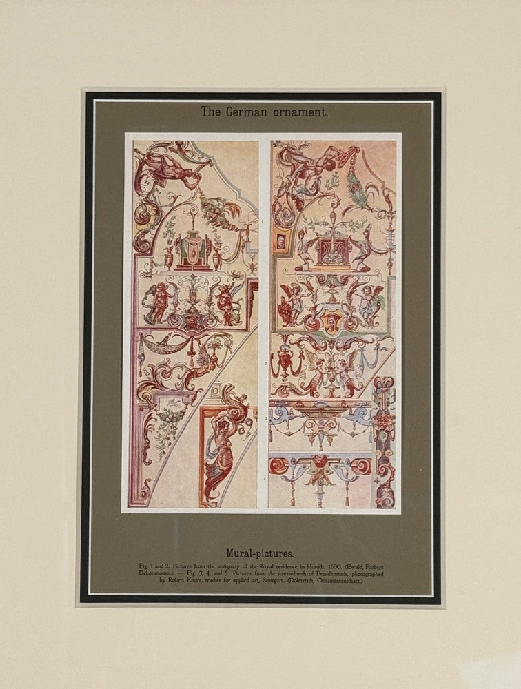 Antique Renaissance, Six Framed Antique Ornament Prints, 20th C.