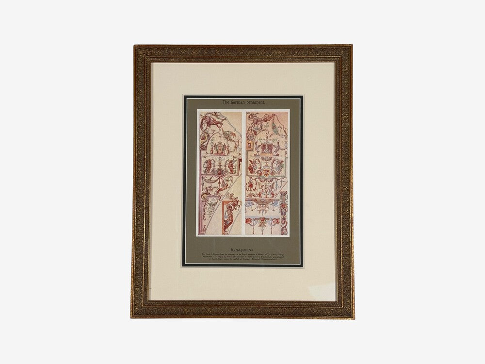 Antique Renaissance, Six Framed Antique Ornament Prints, 20th C.