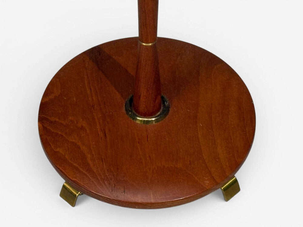Swedish Modern, Adjustable Floor Lamp, Teak, Brass, Fabric, Sweden, 1970s