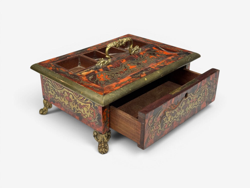 Napoleon lll, French Inkwell Desk Set, Boulle Inlay, Tortoise, France, 19th c.