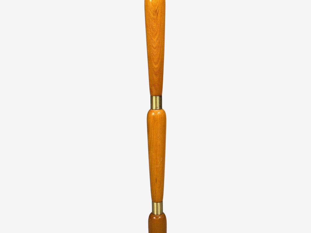 Swedish Modern, Floor Lamp, Stained Wood, Fabric, Sweden, 1950s