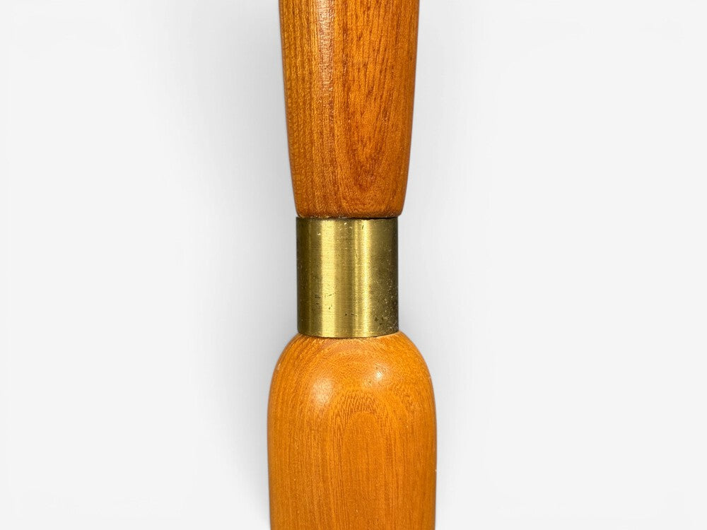 Swedish Modern, Floor Lamp, Stained Wood, Fabric, Sweden, 1950s