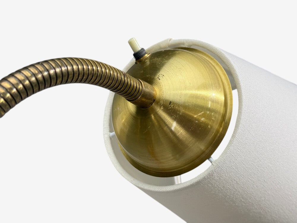 Swedish Modern, Floor Lamp, Stained Wood, Fabric, Sweden, 1950s