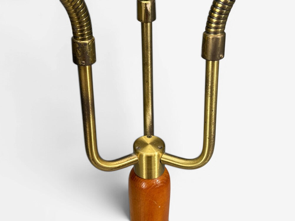 Swedish Modern, Floor Lamp, Stained Wood, Fabric, Sweden, 1950s