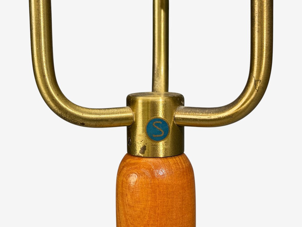 Swedish Modern, Floor Lamp, Stained Wood, Fabric, Sweden, 1950s