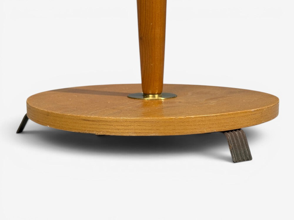 Swedish Modern, Floor Lamp, Stained Wood, Fabric, Sweden, 1950s